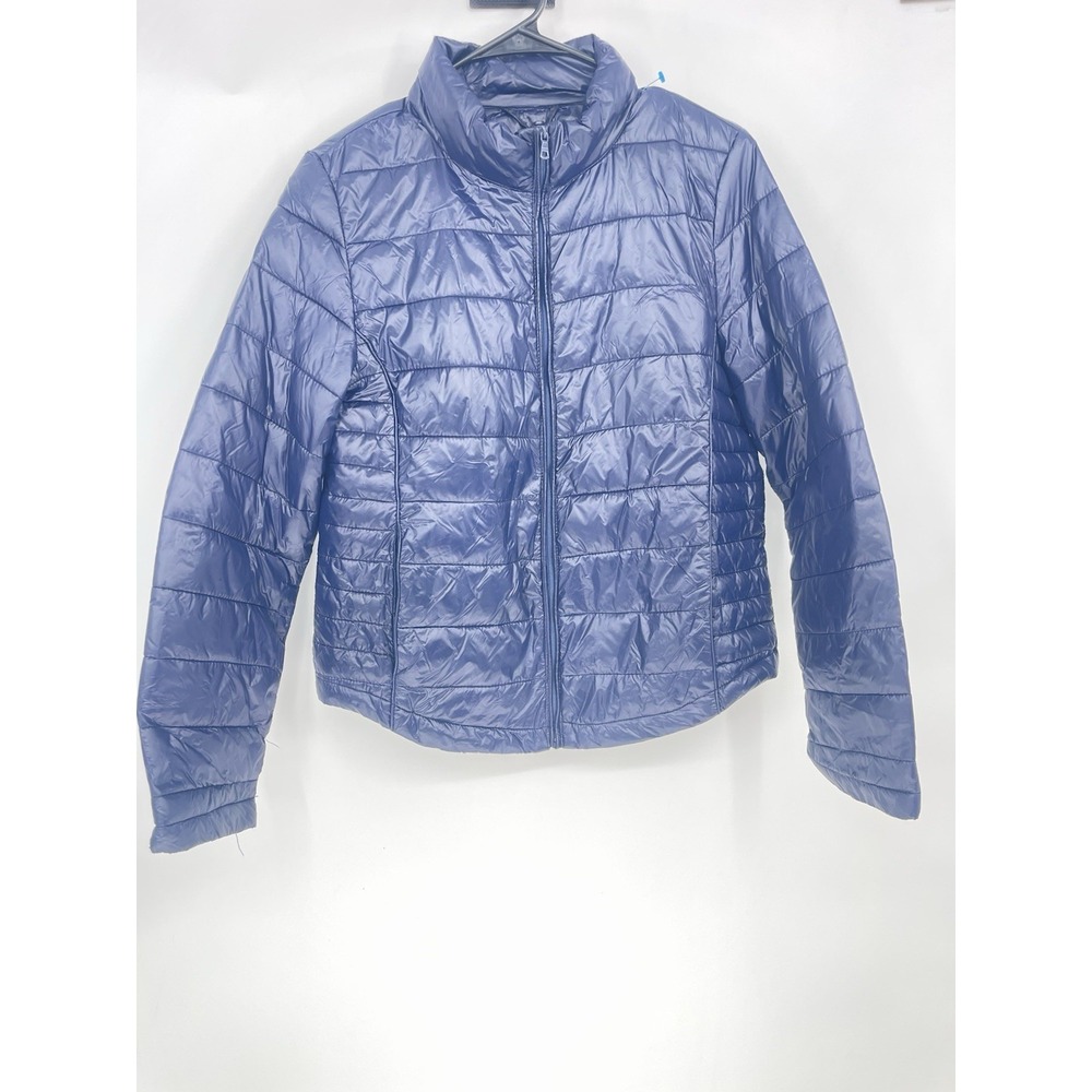 Fashion Nova Red Puffer Jacket Womens Size Large L Full Zip Nylon